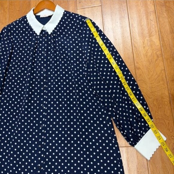 Tory Burch Cora Dress Classic Dot Size 14 Silk Scalloped Kate Middleton Style - Picture 7 of 12
